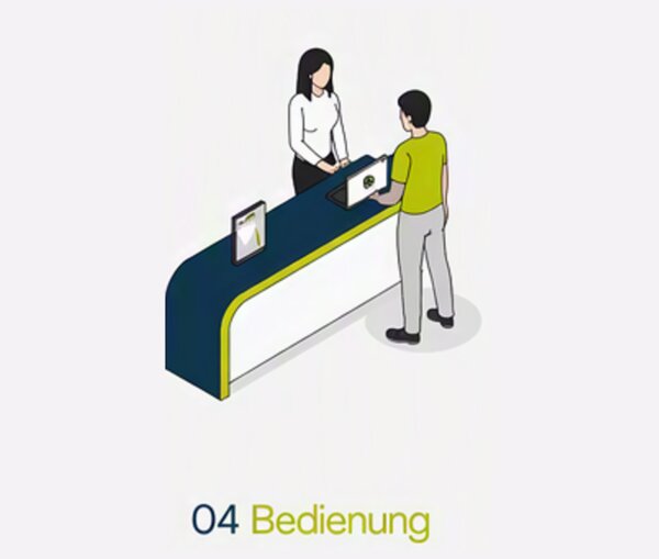 Queue Bedienung an Schalter